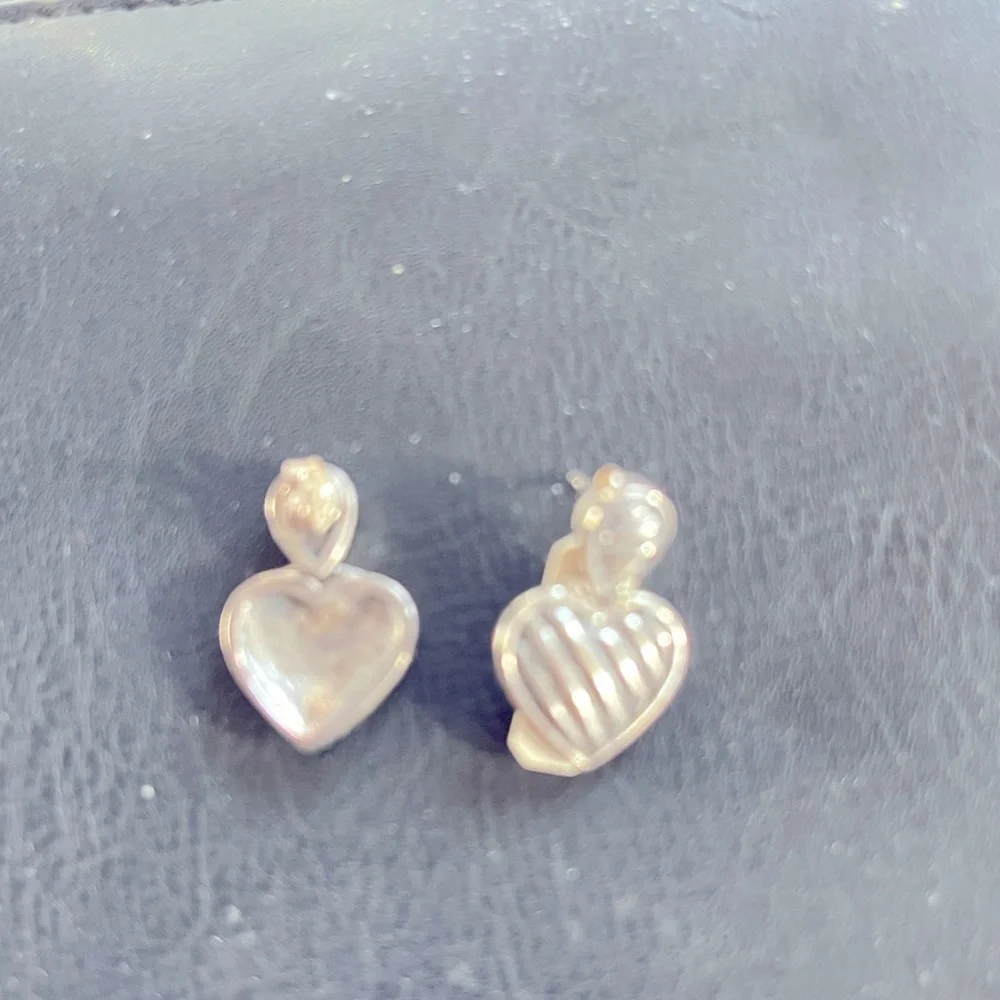 Sterling silver heart Post earrings.